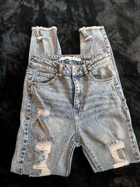 Tinseltown High-Rise Distressed Light Blue Jeans
